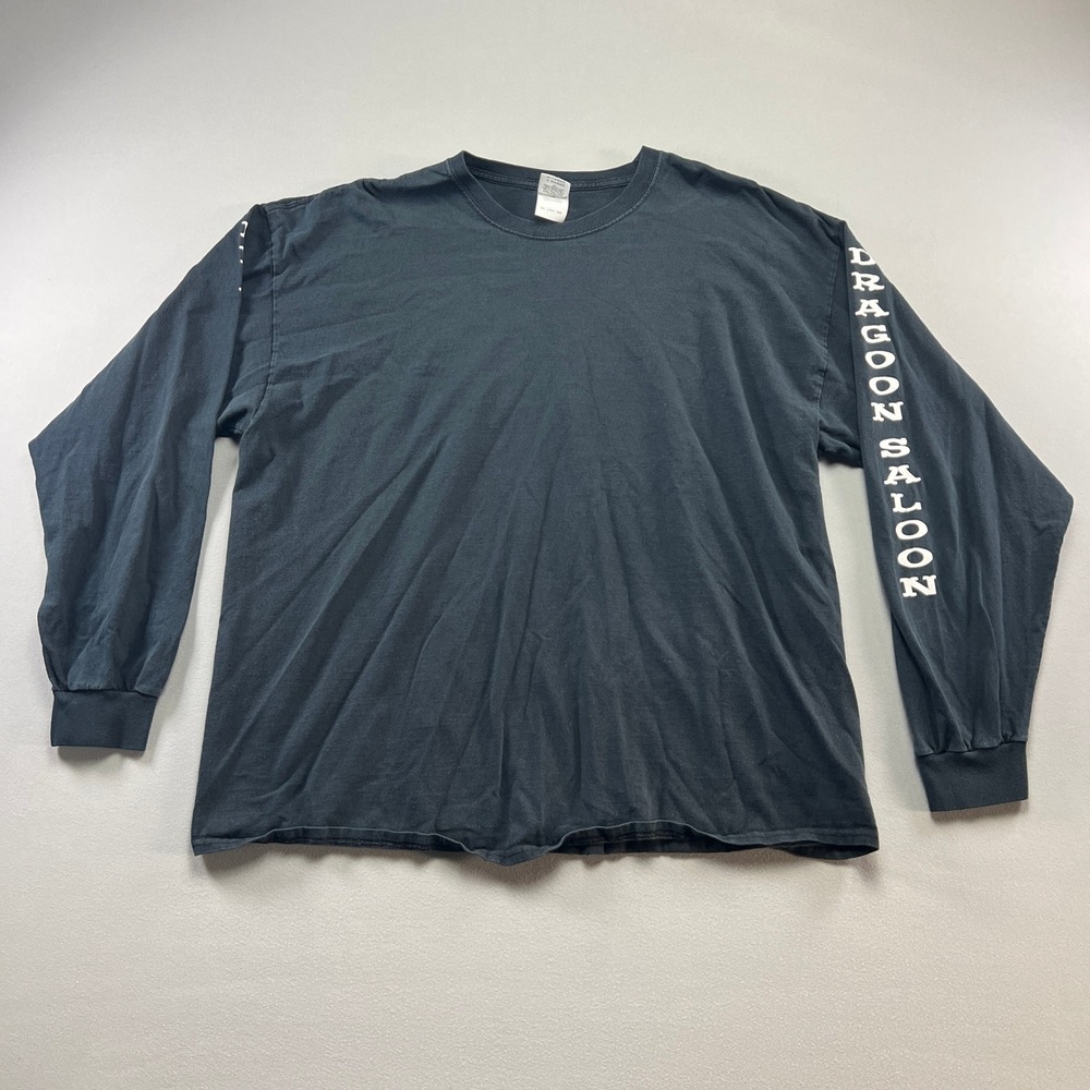 Gildan Shirt Mens 2XL Black Dragoon Saloon Graphic Ultra Cotton Ribbed Crew Neck